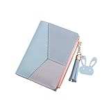 FRCOLOR 1Stück Kurze Geldbörse Für Damen Vintage PU Geldbörse Mit Münztasche Vertikale Reißverschluss Geldbörse Retro Faltbare Brieftasche Mehrere Fächer Für Karten Bargeld