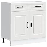 Vopese Holzwerkstoff Küchenunterschrank Kalmar Weiß 80x46x81,5 cm - Stauraum für Küchengeräte Model853497