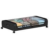 LMSAWK Bettkasten Aufbewahrungstasche, Unterbett Aufbewahrungsbox, Faltbare Unterbettbox, und Sichtfenster Deckel, für Kleidung, Bettwäsche, Schuhe, Schwarz