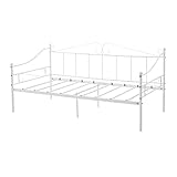 DORAFAIR Klassisch Bettsofa Schlafsofa für Gästezimmer, Übergröße Einzelbett Single Bett Metallbett Tagesbett,Weiß,90 x 200 cm