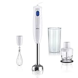 Braun Stabmixer MQ10.202M MultiQuick 1 - Extra Leichter Pürierstab mit Edelstahl-Mixfuß und EasyTwist System, inkl. Zerkleinerer, Schneebesen und 600 ml Mix- & Messbecher, 450 Watt, Weiß