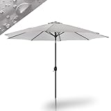 Raburg Sonnenschirm 3×3 m mit Kurbel, neigbar, mit Windabzug und UV 50+ Schutz, faltbar und wasserabweisend – Gartenschirm Marktschirm, Sunny Easy+|Silbergrau