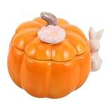 TOPBATHY Keramik Vorratsglas Kürbisform mit Deckel Dekorative Schmuckschatulle und Snackdose Multifunktionaler Aufbewahrungsbehälter für Küche und Herbstdeko Geeignet für Halloween und