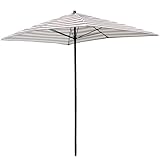 Rechteckiger Kaffee Weiß Gestreifter Strandschirm, Terrassenschirm mit 6 Eisenrahmen, UV-Schutz, Sonnenschirm für Gartendeck Hinterhofpool