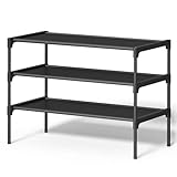 SONGMICS Schuhregal 3 Ebenen, Schuhablage, Schuhaufbewahrung, Eingangsbereich, Flur, platzsparend, 29,7 x 62,3 x 53,5 cm, Metallrahmen, Vliesstoff-Ablage, tintenschwarz LSH023BH01