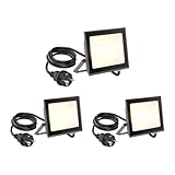 ledscom.de 3 Stück LED Wandstrahler/Gartenstrahler OZIN, IP65, Stecker, anthrazit, 30 W, 2466 lm, warmweiß