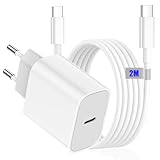 20W USB C Ladegerät Netzteil für iPhone 15 16/15 16 Plus/15 16 Pro/15 16 Pro Max, iPad Pro/Air,iPad mini, Schnellladegerät mit Ladekabel Type-C auf USB C 2M, PD EU Power Adapter