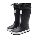 Hohe Gummistiefel für Damen, perfekt für Pferdebesitzer, Outdoor- und wasserdichte Regenstiefel für Outdoor, Garten, Wandern, Arbeit, Schwarz , 40 EU