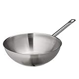 METRO Professional Wok unbeschichtet | Ø 30 cm | Edelstahl | Backofengeeignet bis max. 240 °C | auch für Induktion | Wokpfanne | auch für gewerblichen Einsatz | satiniert | rund | silber