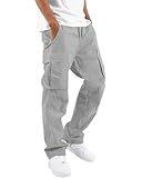 NEMXCE Cargohose Herren Chino Hose aus Leichter Baumwolle mit 6 Taschen Jogginghose elastischer Taille mit Kordelzug Freizeithose für Männer
