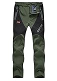 donhobo Damen Gefüttert Winterhose Wasserdicht Winddicht Atmungsaktiv Warm Verdickte Softshellhose Frühling Herbst Wanderhose Outdoorhose Grün 2XL