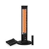 Klarstein BlazeTower Infrarotheizung Standgerät - 2000W, 3 Stufen, IP45, Kippschutz, Timer, Fernbedienung & Touch, leise, tragbar, für Außenbereich, infrared heater