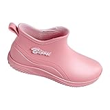 Damen Gummistiefel zum Hineinschlüpfen, kurz, knöchelhoch, wasserdicht, Festival, Regen, Gummistiefel, Garten, Chelsea-Stiefel, Pink3, 39 EU