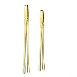 2 Stück Pinzettenzange, Küchenpinzette, extra lange Edelstahl-Pinzette, lange Lebensmittelzange zum Kochen, Reparieren, Grillzange für Meeresfrüchte (Gold)