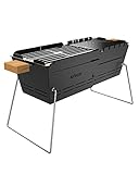 Knister Mobiler Holzkohle-Grill | Ideal Als Camping Grill & Feuerschale | Für 2-6 Personen | Mit Massivem Edelstahl Rost & Made In Germany | Schwarz