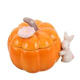 Cabilock Keramik Kürbis Vorratsglas mit Deckel Luftdichter Snackbehälter für Halloween Dekorative Süßigkeiten Schmuckbox Kompakter Küchen Organizer für Herbstliche Aufbewahrung