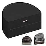 Sonneninsel Abdeckung Halbrund,Abdeckplane Liegeinsel Halbrund für Gartenmuschel,Wasserdicht Winddicht UV-Beständiges Abdeckhaube Halbrund für Gartenmuschel(Size:205x110x80cm,Color:A)