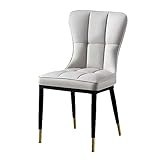 Mid Century Moderne Esszimmerstühle, PU-Leder Küchenstühle mit hoher Rückenlehne und Metallbeinen, Armlehnstuhl für Wohnzimmer, Küche, Restaurant