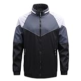 EMAlusher Sweatjacke Sportjacke Herbst Und Winter Casual Color Matching Einfacher Mantel Sporttasche Reißverschluss Fliegende Jacke Baseball Kleidung Bekleidung Jacken Winter