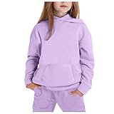 QJDFLL Kinder Kleinkind Jungen Mädchen Langarm Solide Warme Hoodie Pullover Tops Hosen Outfits Trainingsanzug(Lila,2-3 Years)