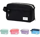 Federmäppchen mit 3 Fächer Große Kapazität Mäppchen, Kosmetiktasche Make Up Tasche Federmappe mit Dauerhaftem Reißverschluss, Federtasche etui Pencil Case für Mädchen Jungen Büromaterial - Schwarz