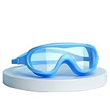 Schwimmbrille Kinder,Taucherbrille Kinder ,Großes Objektiv Anti Fog Wasserdicht Komfortabler UV-Schutz, KEIN Auslaufen verstellbare Silikon-Schwimmbrille für Kinder, Mädchen (Blau, 5-10 Jahre alt)