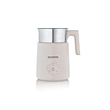 Severin Design Induktions-Milchaufschäumer, elektrischer Milchschäumer mit Edelstahlbehälter, kaltes und warmes Aufschäumen, Schokoladen-Funktion, geeignet für vegane Milch, Aesthetic, beige, SM 3589