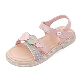 MASOCIO Sandalen Mädchen Offene Zehen Sommer Sandale Kinder Sommerschuhe Kids Sandals Girls Sparkle Glitzer Schuhe Sandaletten Mädchensandalen Gr 29 EU Rosa