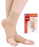 Kuzimua 2 Paar Knöchel Medizinische Kompressionsstrümpfe Herren & Damen 20-30mmhg, Stützstrümpfe Kompressionssocken für Schwellung Plantarfasziitis Verstauchung Neuropathie Sport (2x Beige, L)