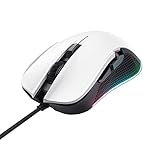 Trust Gaming GXT 922W Ybar Gaming Maus mit RGB LED-Beleuchtung, 200-7200 DPI, USB Kabel 2,1 m, Erweiterte Software, PC Maus mit 6 Programmierbare Tasten für Computer und Laptop - Weiß