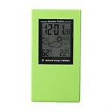 Yuanpgky Außenthermometer mit solarbetriebener Wetteruhr für und Luftfeuchtigkeit, LCD-Display, kompaktes stabiles Design, blau/grün, 15,5 x 8,2 cm (grün)