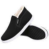 Flache Winterstiefel Herren GefüTtert Schneeschuhe Slip On Walkingschuhe Weich Rutschfest Winterboots Verdickt Winterschuhe Wasserdichte Stiefeletten Sport Casual Thermoschuhe GemüTlich Schneestiefel