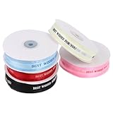 POPETPOP 5 Rollen Satinband 2,5cm Breit Festliches Geschenkband in 5 Farben (Burgund Schwarz Hellblau Hellrosa) Dekoratives Band für Hochzeit Verpackung und Selbstgemacht Dekoration