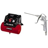 Einhell Kompressor TC-AC 190/6/8 (1,2 kW, max. 8 bar, 190 L/min Ansaugleistung, 6 Liter Tank, ölfreie Pumpe, Manometer, Schnellkupplung, inkl. Ausblaspistole lang)