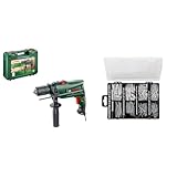 Bosch Home and Garden Bosch Schlagbohrmaschine EasyImpact 630 (630 Watt, im Koffer) +173 tlg. Befestigungs Set (Dübel, Schrauben, Steinbohrer Ø 5-8 mm, Schrauberbits, Zubehör Bohrschrauber)