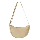 GoPaw Damen Halbmond Crossbody Schultertasche, Hobo Halfmoon Bag, Nylon Crossbody Bag Damen Halbmond Schultertasche mit verstellbarer Schultergurt, Einfarbige