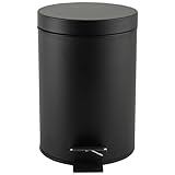 Beldray LA038098BLKFEU7 Badezimmer-Fußpedal-Mülleimer - Kleiner runder Edelstahl-Hygienemülleimer für Schlafzimmer, Büro, Küche, Toilette, weicher Schließmechanismus, herausnehmbarer 3L-Innenbehälter