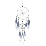 Auptiz Traumfänger aus Federn, Böhmischer Stil, Handgefertigter Wandbehang für Schlafzimmer, Hochzeit, Wohnkultur, Ornamente, Deko (Blau Grau)