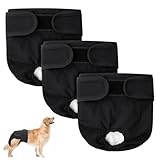Aomig Hundewindeln Hündinnen 3Pcs Waschbare Auslaufsichere Läufigkeitshose Hündinnen Wiederverwendbare Damenbinden Höschen für Weibliche Haustiere Hochsaugfähige Nkontinenz Hundewindeln (Schwarz,XL)