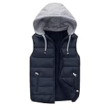Generisch Herren Steppweste Outdoor Mit Kapuze, Winterweste Herren Leicht Gilet Ärmellos Jacke Sport Weste Dicke Freizeit Übergangswesten Bequeme Outdoorwesten Warme Herrenweste Übergangsjacke