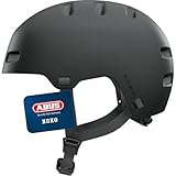 ABUS Fahrradhelm XOXO - Cityhelm im Skater-Look - Helm für Skateboard, Fahrrad, Scooter - mit optimiertem Kinnpolster - für Jugendliche und Erwachsene - Größe M, Schwarz