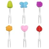 HAFRILY Obstgabeln Aus Edelstahl, Kleine Gabeln, Kuchengabeln, Party Gabeln, Dessertgabeln, Silikon-Griff Tafelgabeln,Food Picks,Lebensmittel-Picker,Salatgabeln für Zuhause(6 Stück)