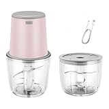 Grinder Elektrischer Lebensmittelzerkleinerer mit 2 Schüsseln mit Fleisch und Mahlwerk aus Kunststoff und Glas Püree verschiedene Zutaten schnell geeignet für den täglichen Betrieb einfache Wartung