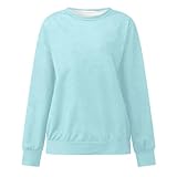 Générique Damen-Sweatshirt, Rundhalsausschnitt, langärmlig, aus weicher Baumwolle, bequem, Basic, Sweatshirt ohne Kapuze, für Outdoor-Sportarten, himmelblau, 38