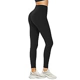 DDOBB Leggings Damen High Waist Sportleggins Lang Schwarz Leggins Blickdicht Bauchweg Sporthose Elastisch Yogahose Gym Festival Outfit(#02-Schwarz, (DE42-48)=L-XL)