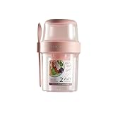 Jarsense 560 ml rosa doppellagiges Joghurtglas, luftdicht, wiederverwendbare Salatbecher mit Deckel, Löffel für Salate, Obst, Getreide, Milch, Brei