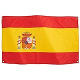 Runesol Spanien-Flagge, 3 x 5, 91x152 cm, Español Banner, 4 Ösen, Messingöse in Jeder Ecke, Fußball Weltmeisterschaft, Premium Fahnen, Innen, Außen, Lebendige Farben, Tag des Heiligen Joseph
