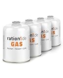 4X Gaskartusche á 450 g, Gaskartuschen Set von ration1, EN 417 Schraubkartusche, Ventilkartusche, Butan-Propan-Kartusche mit Gewinde für Campingkocher