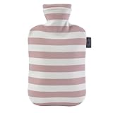 Hochwertige Wärmflasche mit weichem Strickbezug – auslaufsicher und geprüft, schmerzlindernd, Wärmflasche aus natürlichen Materialien für Kinder und Erwachsene(Pink,2000ml)