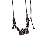 HINAYOSAN Verstellbare Halskette mit Filmkamera-Anhänger, Vintage-Stil, braun, emaillierte Beschichtung, Schmuck für Fotografie-Enthusiasten, Herbst und Winter, modische Halskette